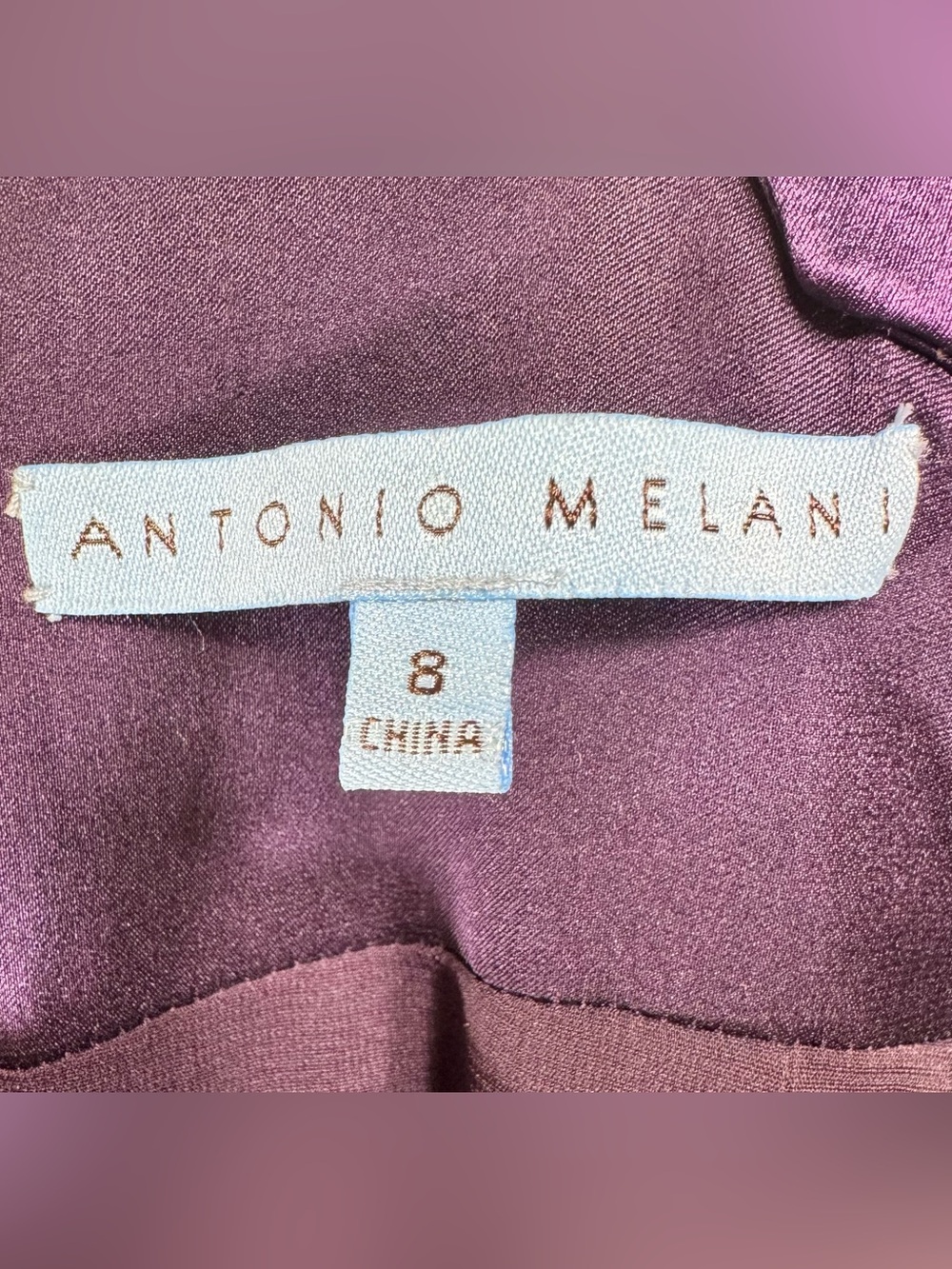 Antonio Melani Silk Plum Purple Shiny Stretch Shift Dress Women’s size 8 - Picture 7 of 7